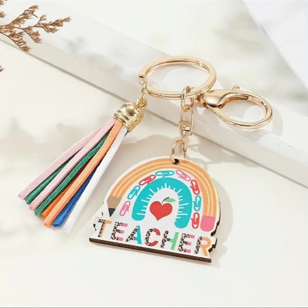 Teacher Appreciation Rainbow Keychain with Tassel – Gift for Teachers